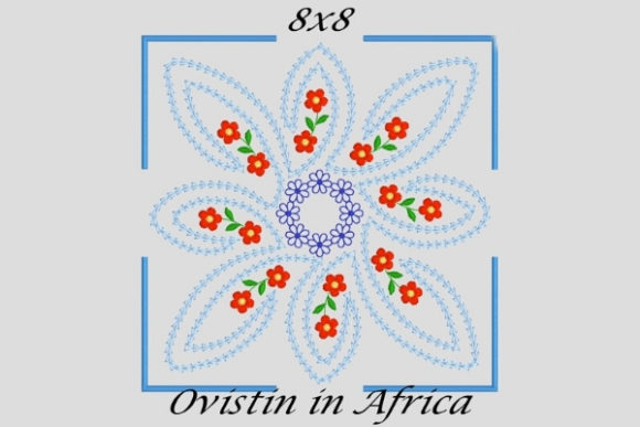Enchanting Square Twirly Quilt Block and Flower