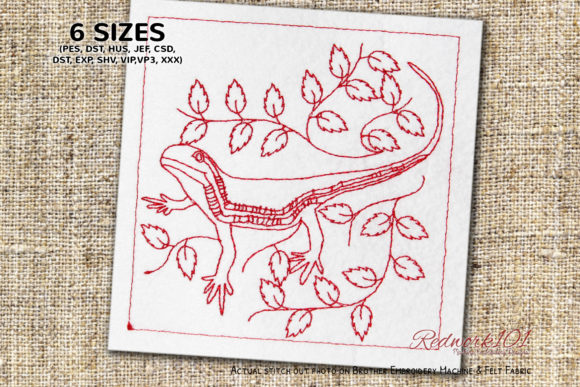 Hylonomus Reptile Embroidery Design