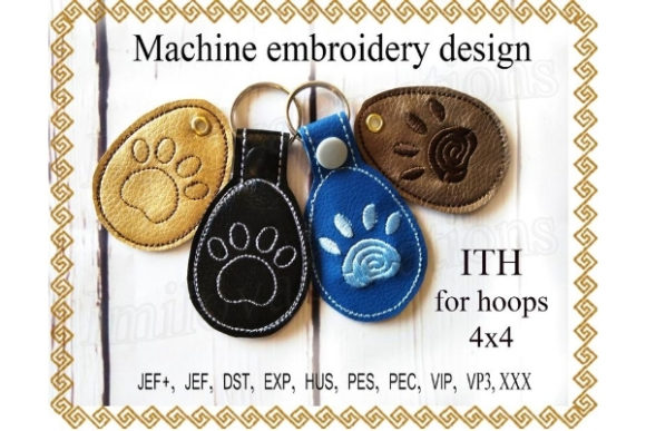 Key Fob Paw Snap Tab Key in the Hoop