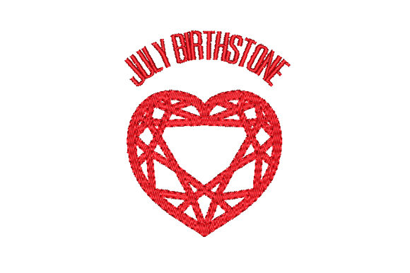 Ruby Birthstone Faceted Heart