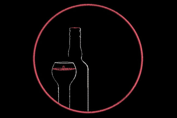 Wine Glass and Bottle, Simplistic Design